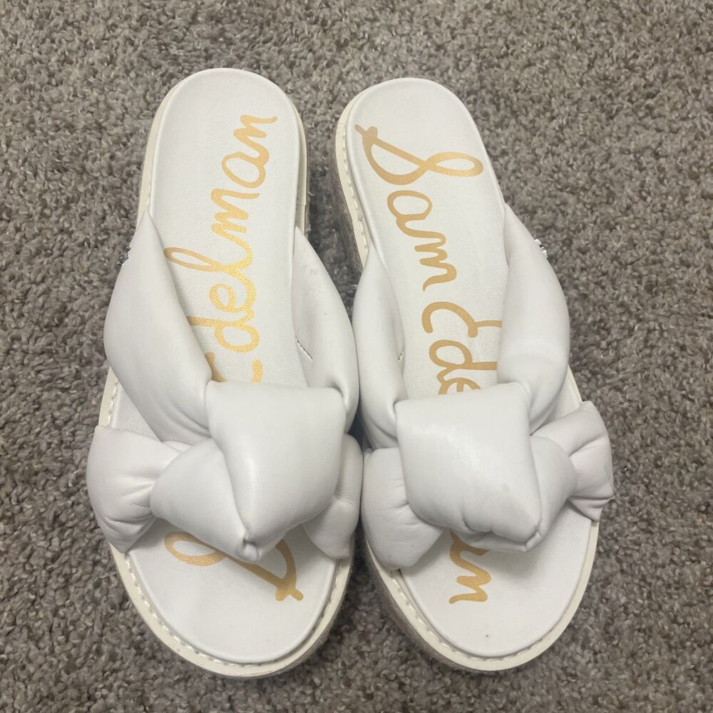 Sam Edelman White Knotted Slide Sandals